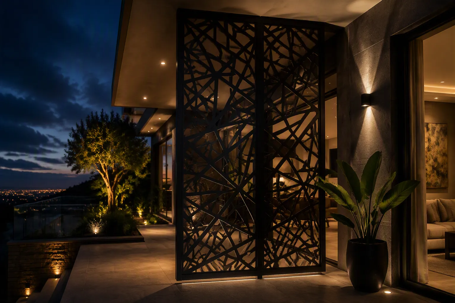 Abstract Geometric Aluminum Screen