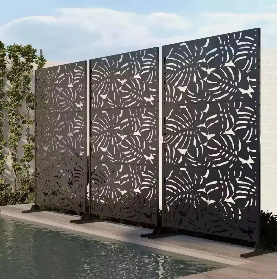 Decorative laser-cut aluminum fence