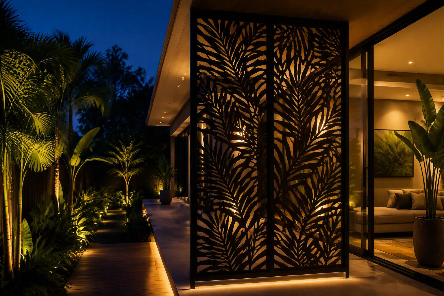 Tropical Leaf Aluminum Screen Panel