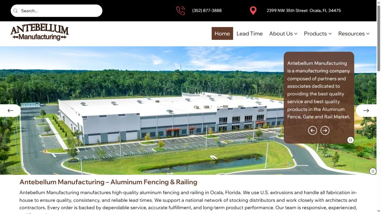 Antebellum Manufacturing website