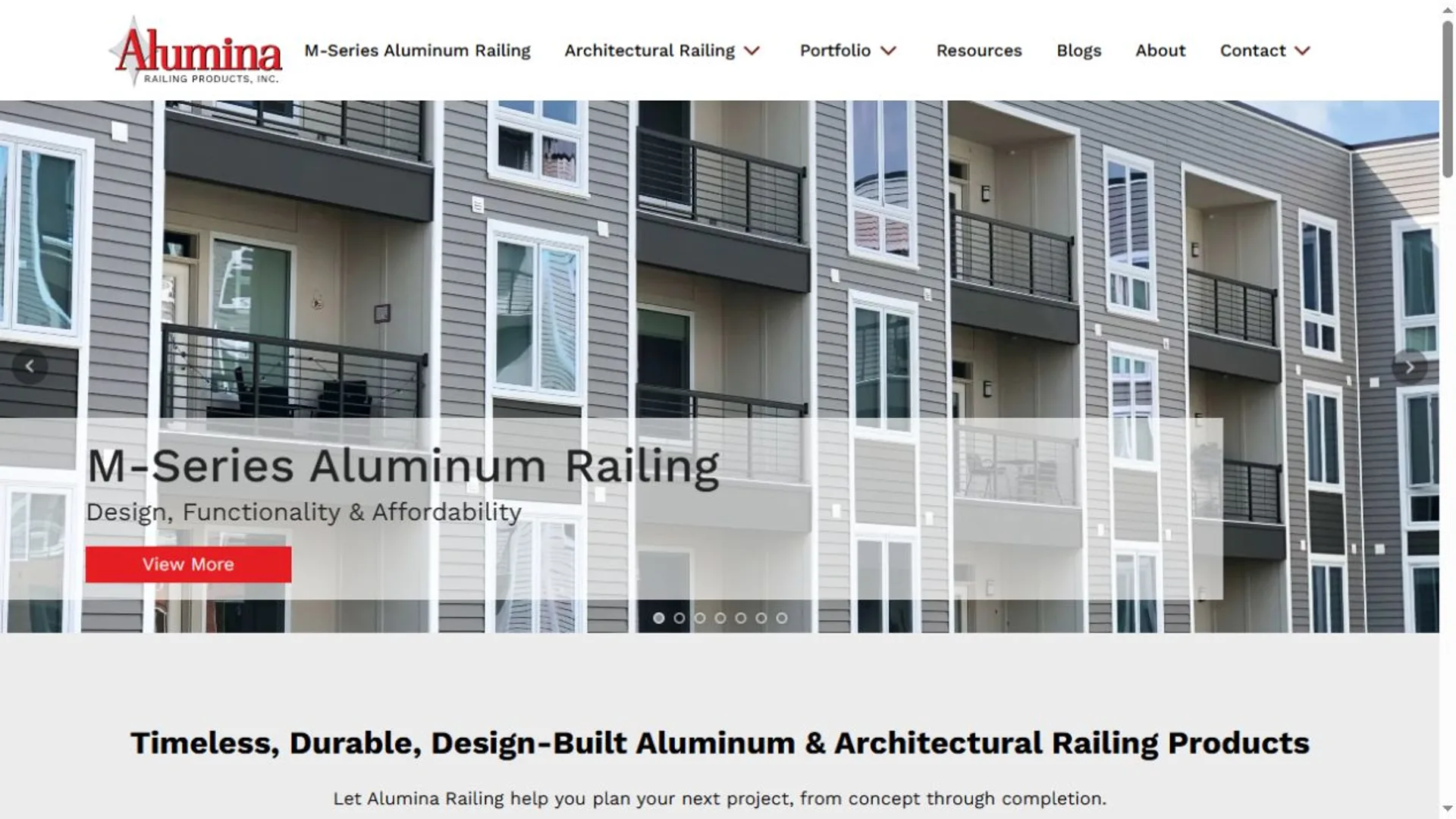 Alumina Railing Products website