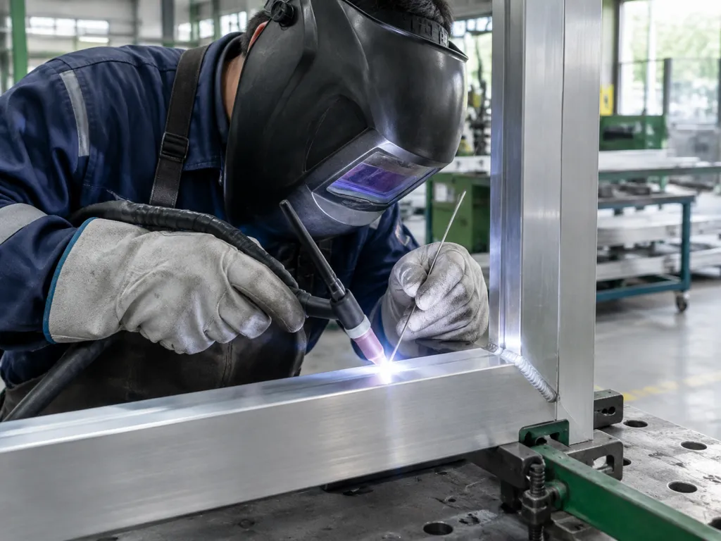 TIG welding an aluminum frame joint