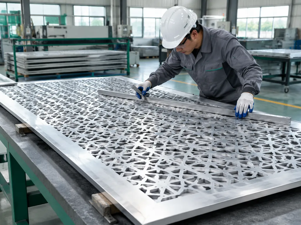 Flatness inspection of a decorative laser-cut aluminum panel