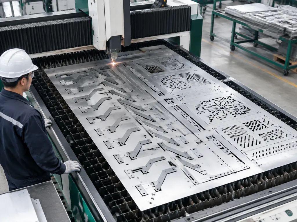 Functional and decorative aluminum parts nested for laser cutting
